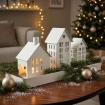 Itens Miniatura elegante de casa de chá para decoração de mesa, 15 cm