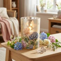 Itens Porta-velas de vidro com motivo floral para momentos de convivência harmoniosos, 18 cm