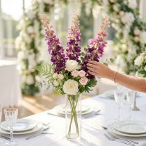 Itens Delphinium decorativo, flor artificial para um toque floral elegante, 79 cm, 3 peças.