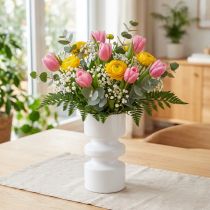Itens Vaso de flores em metal em esmalte branco creme Ø9cm H17,5cm