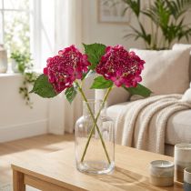 Itens Folhas de flor de ramo rosa de hortênsias artificiais 43 cm 2 unidades