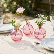 Itens Vasos de vidro bulbosos rosa retro mini vasos Ø7,5cm H9cm 6 peças