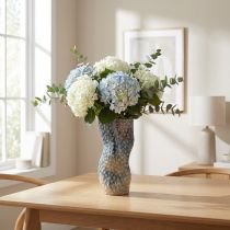 Itens Vaso decorativo coral cerâmica azul bege curvo H20cm