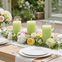 Itens Conjunto de 4 velas cilíndricas verde-lima - Velas elegantes para decoração de mesa e para criar um ambiente acolhedor, 70x120mm - Ideais para celebrações e uso diário.
