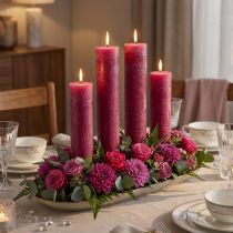 Itens Velas cônicas, velas tingidas, Berry, 50x300mm, 4 peças.