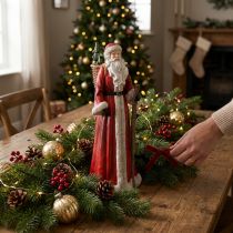 Itens Figura do Papai Noel com cesta vermelho branco verde dourado Alt.36cm