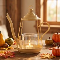 Itens Porta-velas lanterna de vidro bule laranja Ø13cm 22cm