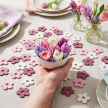 Itens Decoração dispersa flores de madeira decoração de mesa rosa roxo branco Ø4cm 72 un