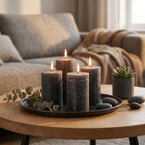 Itens Velas de cor sólida velas pilar antracite 60×80mm 4 unidades