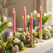 Itens Velas em bastão tingidas de rosa 34 mm x 240 mm 4 un