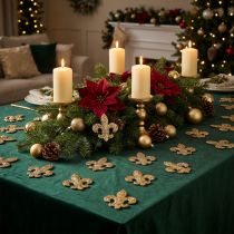 Itens Decoração dispersa decoração de mesa de madeira lírio de natal dourado 4cm 72 unidades