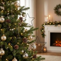 Itens Decoração de natal estrela de metal pingente de estrela decorativa preta 20cm 6 peças