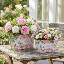 Itens Rosas em vaso para plantas, vaso decorativo, bandeja de flores 21,5 cm / 18,5 cm conjunto de 2