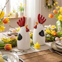 Itens Decoração de mesa de cerâmica galinha vermelha galo branco 7×6×15cm 2 peças