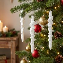 Itens Decoração de pingente de gelo coberto de neve para árvore de Natal 14 cm 4 peças