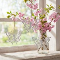 Itens Decoração de borboleta pendurada decoração de metal vintage branca 15×12cm 3 unidades