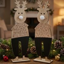 Itens Figura decorativa de madeira de rena em pé Natal 12×6.5cm A45cm 2uds
