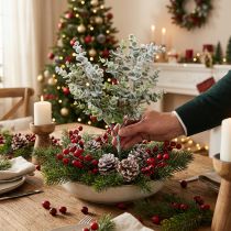 Itens Ramo artificial de eucalipto nevado ramo decorativo de eucalipto Natal 48cm
