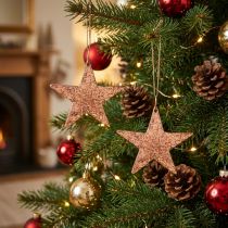 Itens Estrela de cobre para pendurar, decoração de árvore de Natal, pingentes de metal 8 × 9cm 2pcs