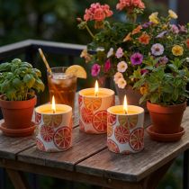 Itens Velas ao ar livre pote de cerâmica citronela fruta h7cm 3 peças