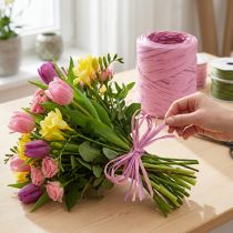 Itens Fita de ráfia multicolorida para presente rosa-rosa, suprimentos para floristas, fita decorativa L200m