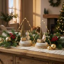 Itens Decoração de mesa Natal LED pinheiro para bateria Alt.21cm, conjunto de 2