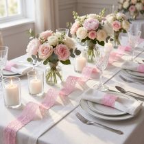 Itens Decoração de presente de fita de renda Decoração de mesa de casamento Rosa W35mm L20m