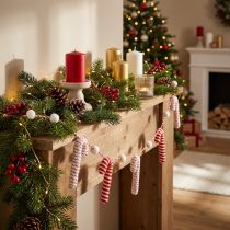 Itens Guirlanda de Bengala Doce, Decoração Natalina Vermelha e Branca, 120cm
