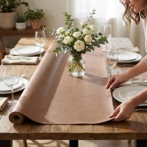 Itens Corredor de mesa de couro em tecido decorativo marrom de couro sintético 33 cm × 1,35 m