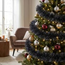 Itens Árvore de Natal com guirlanda de ouropel em preto 270 cm 2 unidades