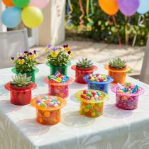 Itens Cilindro decorativo de plantador decoração de mesa colorida 12 × 10 × 6,5 cm 9 unidades