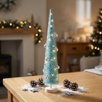 Itens Árvore de Natal artificial, esguia, com base de madeira, 40 cm