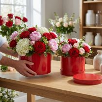 Itens Caixa de flores vermelha brilhante Ø18/20cm 2 pcs