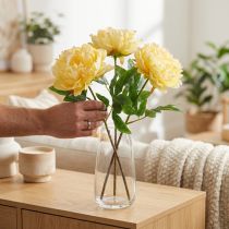 Itens Peônia artificial com flor grande para decoração floral atemporal, 60 cm, 3 peças