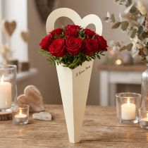 Itens Saco de flores rosas embalagem para presente creme 46 cm 12 unidades