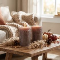 Itens Velas de pilar marrons sólidas, 85x120mm, conjunto de 2, longa duração, decorativas