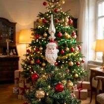 Itens Topo de árvore de vidro Papai Noel Topo de árvore de Natal 34cm