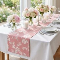 Itens Fita de mesa padrão floral caminho de mesa algodão rosa 15cm 3m