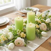 Itens Velas cilíndricas verde-limão, coloridas por toda a sua extensão, 60x100mm, decoração de casamento, decoração de primavera, conjunto de 4
