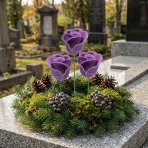 Itens Rosas artificiais cera violeta rosas decorativas cera Ø6cm 18 un