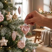 Itens Decorações para árvore de natal em vidro Decorações para árvore de natal em tons pastel 12 peças