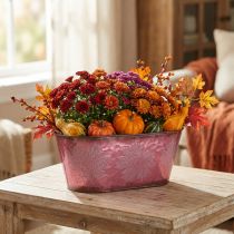 Itens Tigela com decoração de folhas, floreira, decoração de outono, pote de metal vinho tinto C38cm Alt.15cm