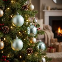 Itens Bola de Natal inquebrável verde claro sortida Ø10cm 4 un