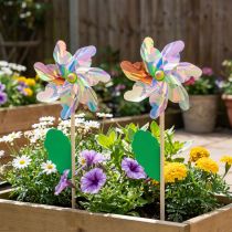Itens Flor cata-vento iridescente com moinho de folhas Ø17,5cm 2 unidades