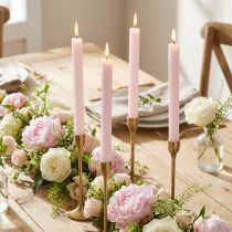 Itens Velas cônicas, cor sólida, rosa claro, rosa, 22×240mm, 12 unidades