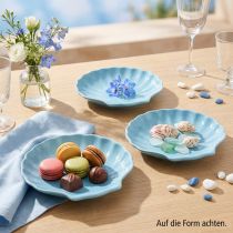 Itens Prato concha tigela marítima cerâmica azul branco 14cm 3 peças
