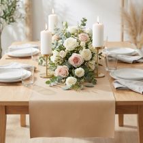 Itens Corredor de mesa em tecido decorativo bege de couro sintético 33 cm × 1,35 m