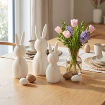 Itens Conjunto de 4 coelhinhos decorativos para decoração moderna de Páscoa, 11 cm.