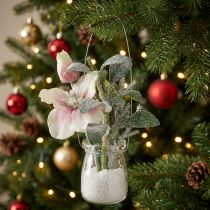 Itens Rosa de Natal artificial em vidro flores artificiais para pendurar H22cm