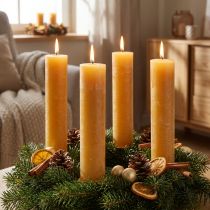 Itens Velas em bastão cor sólida mel 50x300mm 4 un